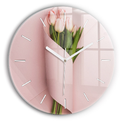 Pendule murale ronde Bouquet de fleurs de tulipes