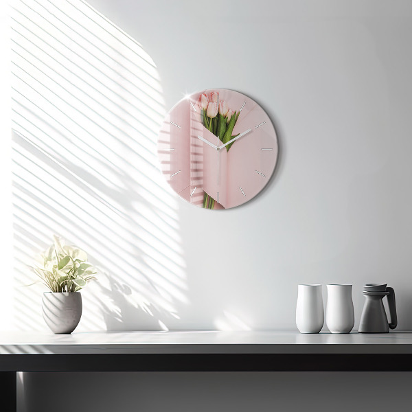 Pendule murale ronde Bouquet de fleurs de tulipes