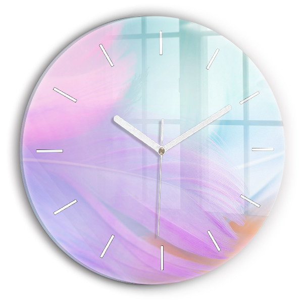 Pendule murale ronde plumes colorées