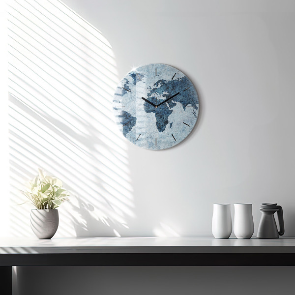 Pendule murale ronde Carte du monde peinte
