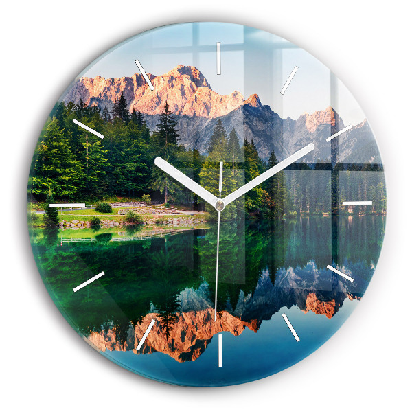 Pendule murale ronde Paysage lacustre