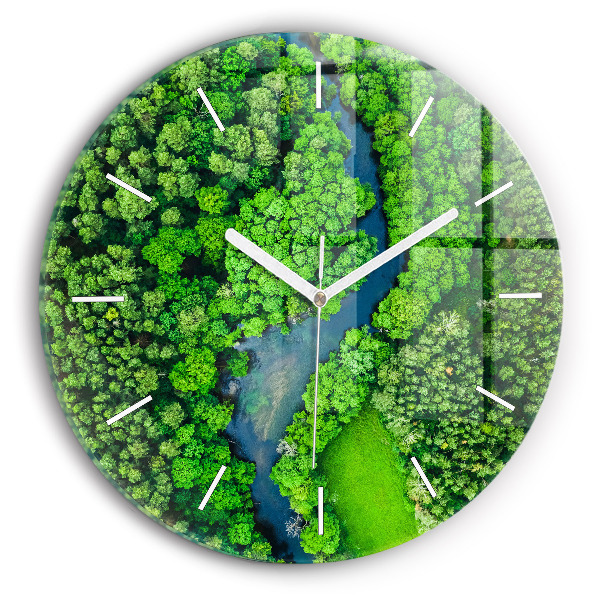 Pendule murale ronde Rivière dans la forêt
