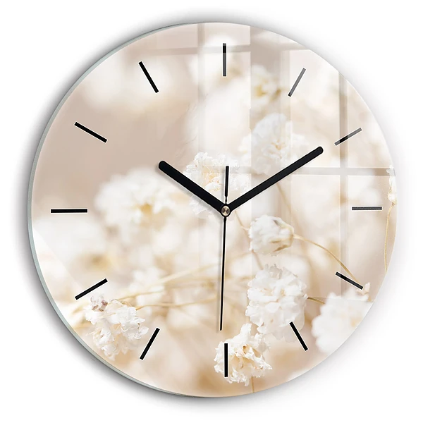 Pendule murale ronde Petites fleurs blanches