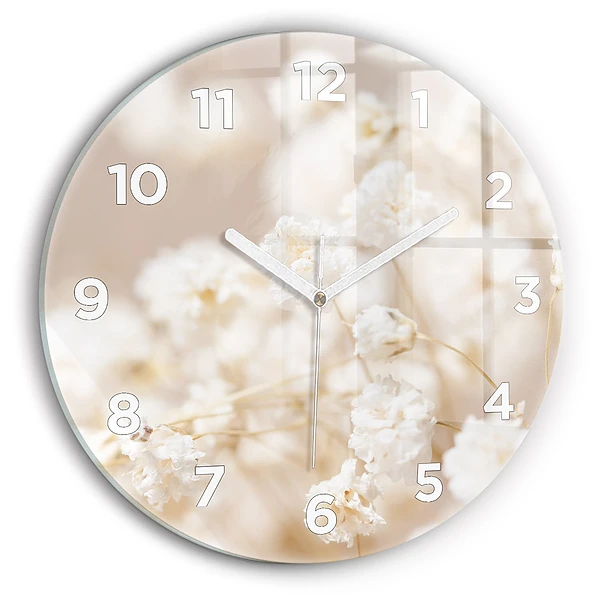 Pendule murale ronde Petites fleurs blanches
