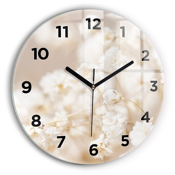 Pendule murale ronde Petites fleurs blanches