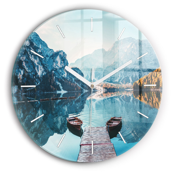 Pendule murale ronde Bateaux sur le lac