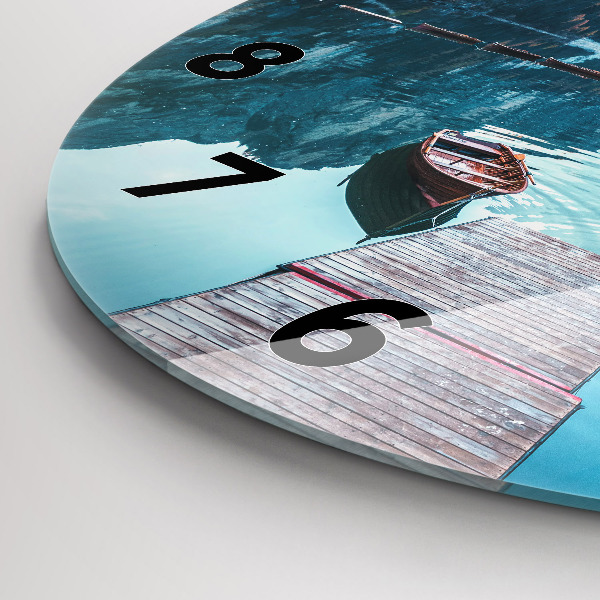 Pendule murale ronde Bateaux sur le lac