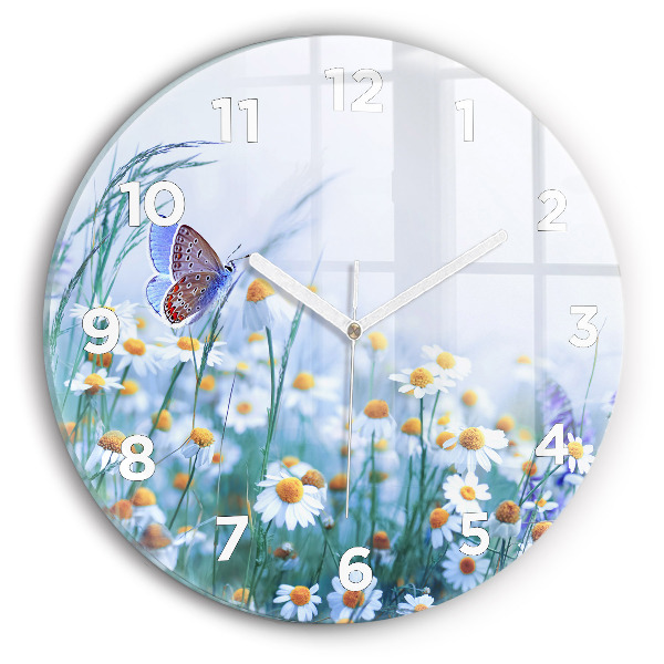Pendule murale ronde Papillon dans la prairie