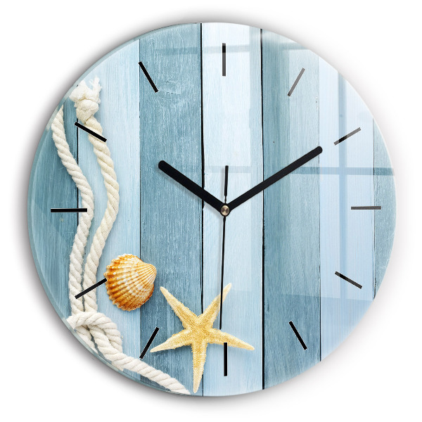 Pendule murale ronde Planches, rayures et coque