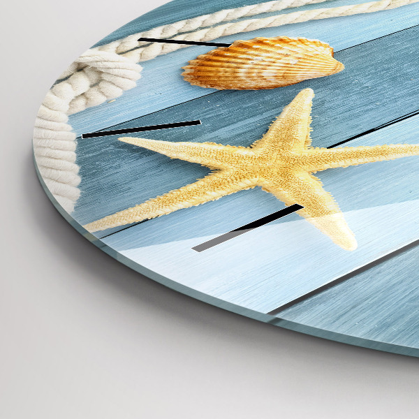 Pendule murale ronde Planches, rayures et coque