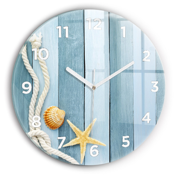 Pendule murale ronde Planches, rayures et coque