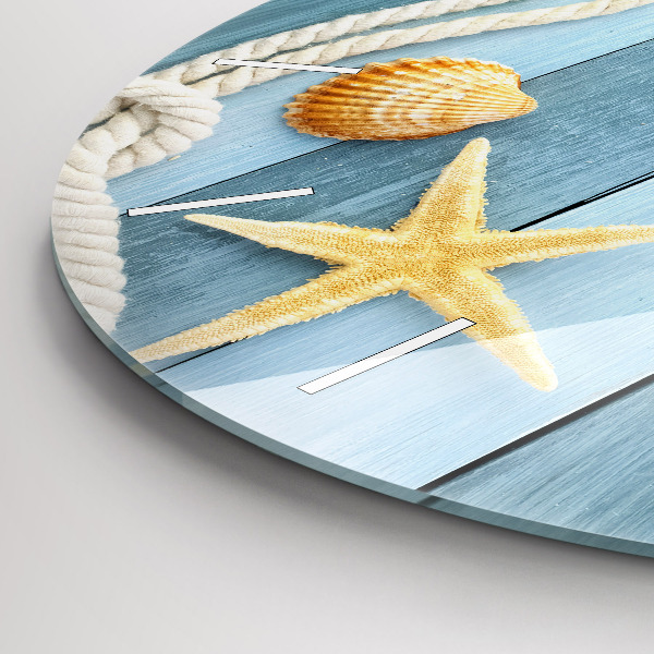 Pendule murale ronde Planches, rayures et coque