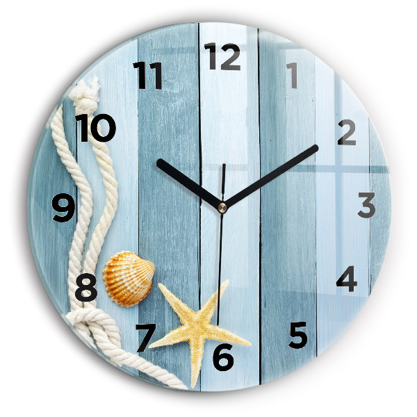 Pendule murale ronde Planches, rayures et coque