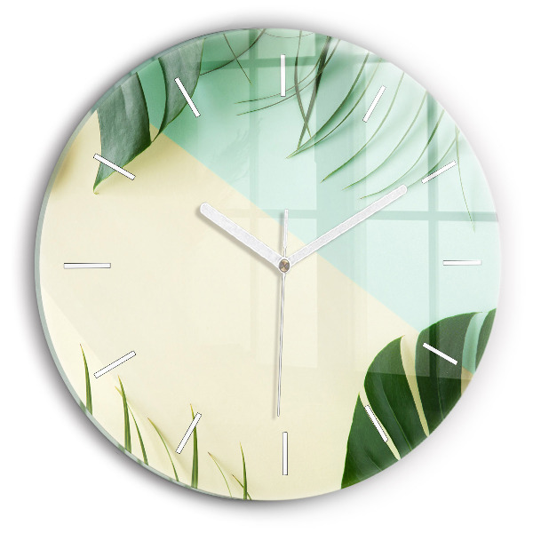 Pendule murale ronde Feuilles de Monstera