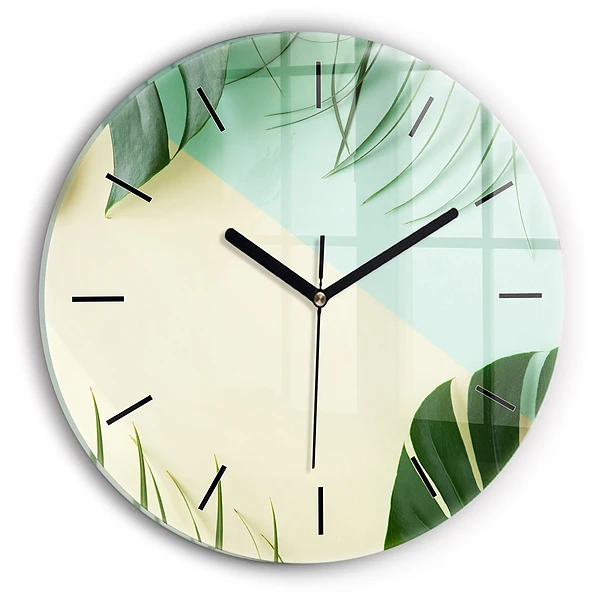 Pendule murale ronde Feuilles de Monstera