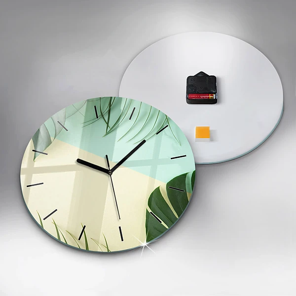 Pendule murale ronde Feuilles de Monstera