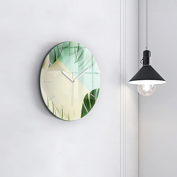 Pendule murale ronde Feuilles de Monstera