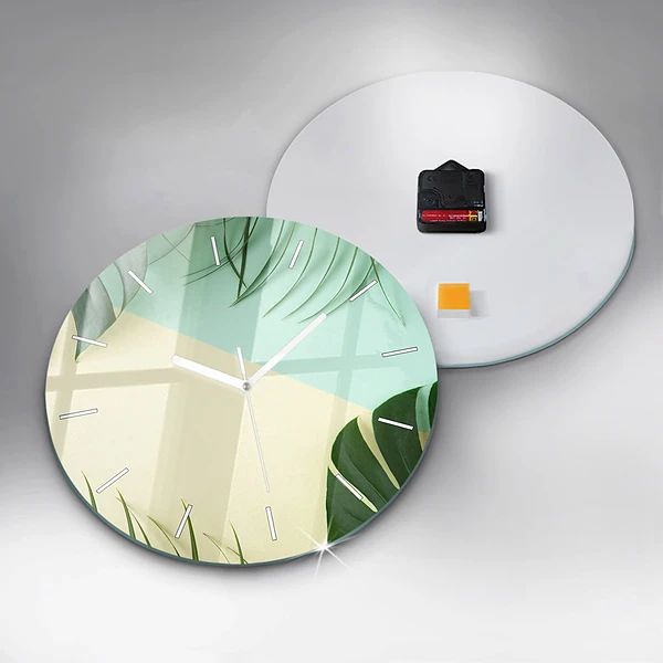 Pendule murale ronde Feuilles de Monstera
