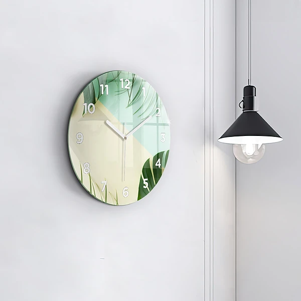 Pendule murale ronde Feuilles de Monstera