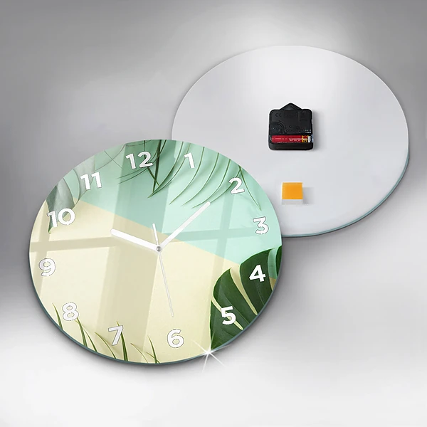 Pendule murale ronde Feuilles de Monstera