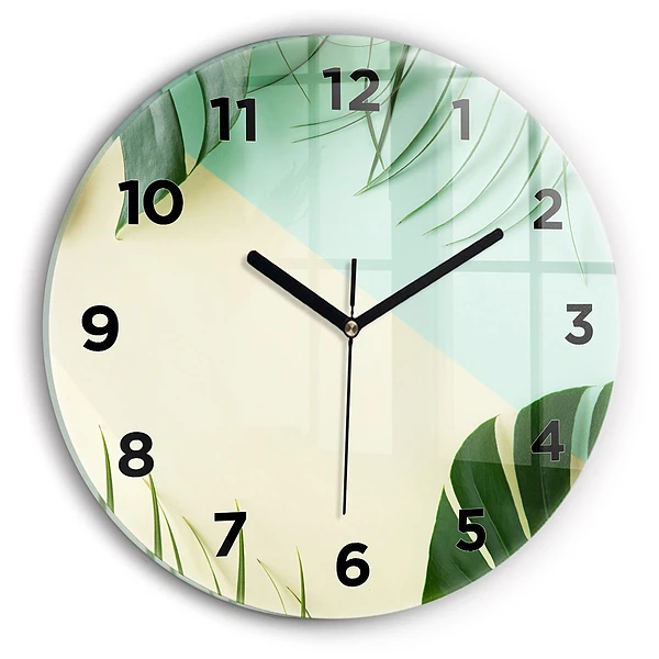 Pendule murale ronde Feuilles de Monstera