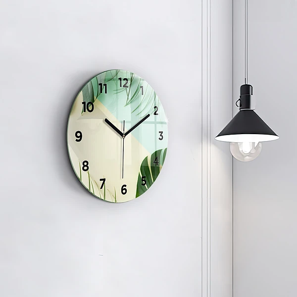 Pendule murale ronde Feuilles de Monstera