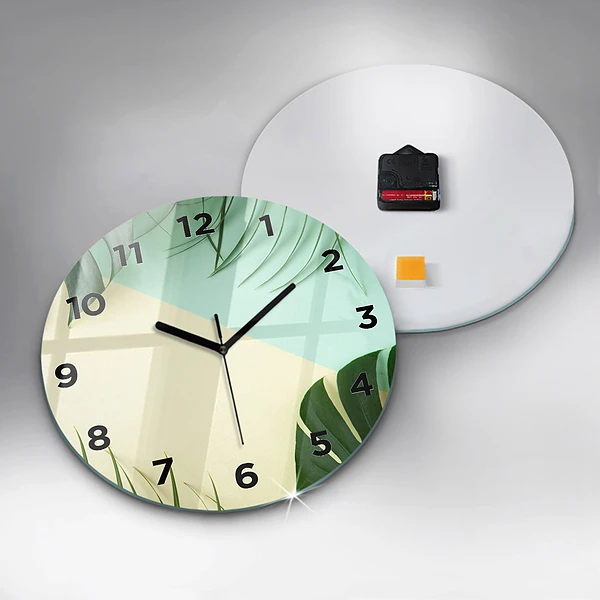 Pendule murale ronde Feuilles de Monstera