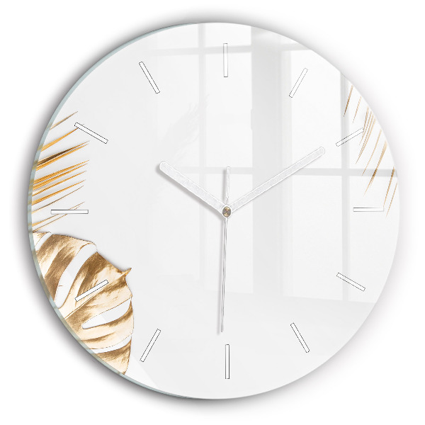 Pendule murale ronde feuilles tropicales