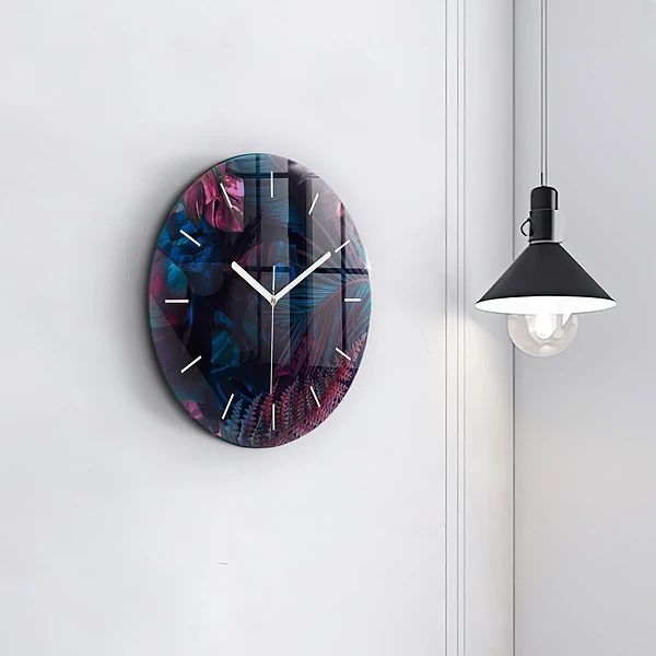 Pendule murale ronde Fleurs exotiques