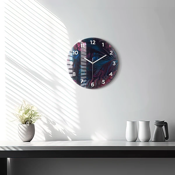 Pendule murale ronde Fleurs exotiques