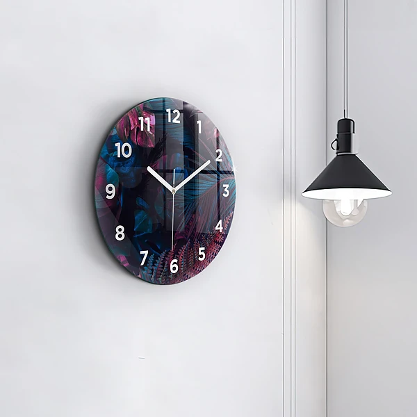 Pendule murale ronde Fleurs exotiques