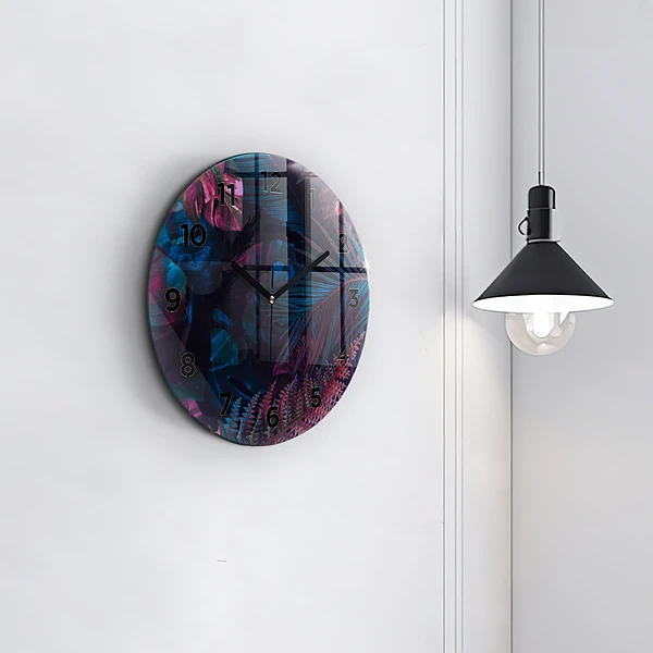 Pendule murale ronde Fleurs exotiques
