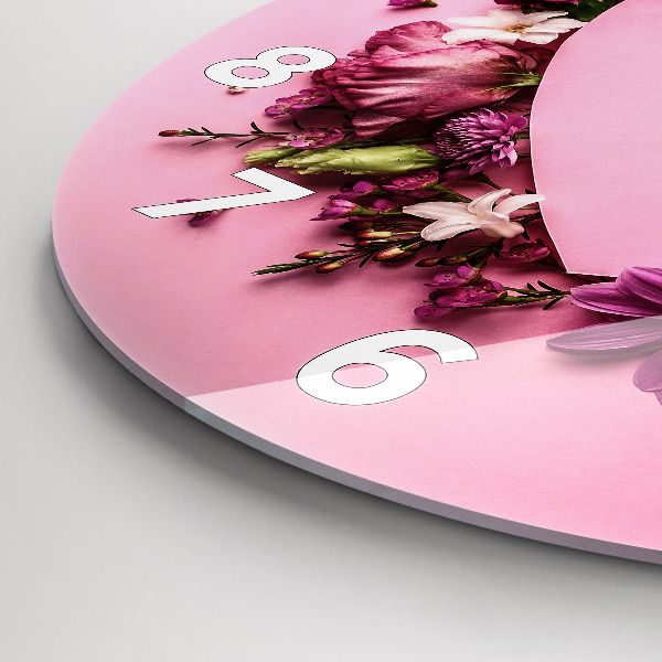 Pendule murale ronde Coeur de fleurs