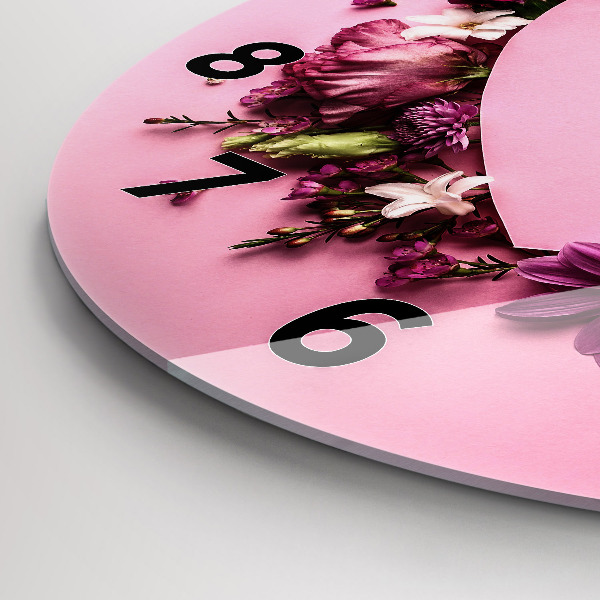 Pendule murale ronde Coeur de fleurs