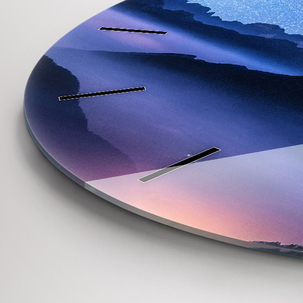 Pendule murale ronde Voie lactée et montagnes