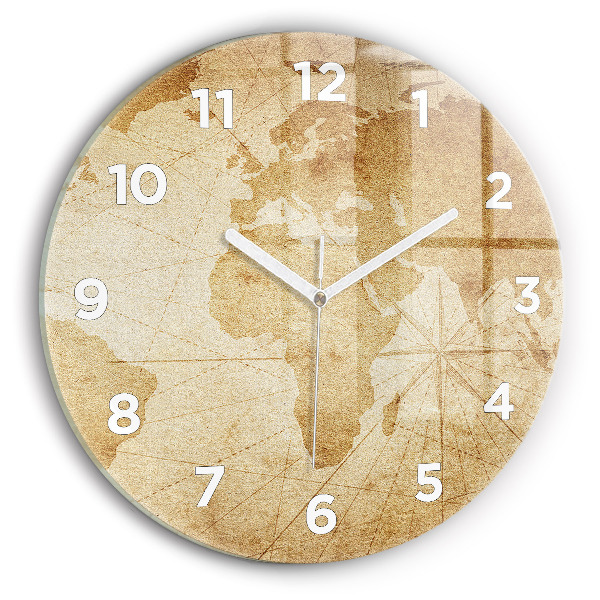 Pendule murale ronde Carte du monde vintage