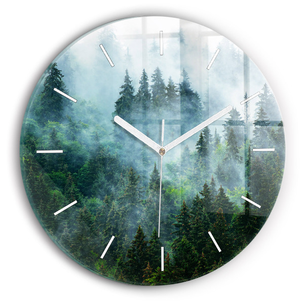 Pendule murale ronde Forêt brumeuse