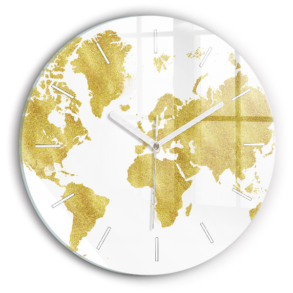 Pendule murale ronde Carte dorée du monde