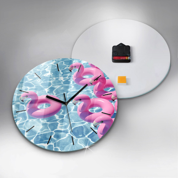 Pendule murale ronde Gonflables flamants roses