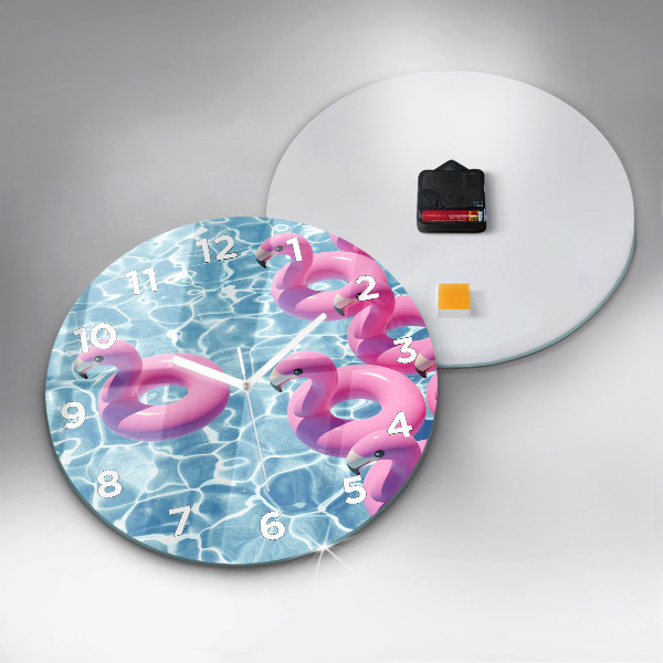 Pendule murale ronde Gonflables flamants roses