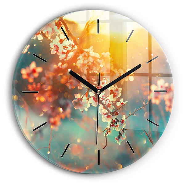 Pendule murale ronde Fleurs de printemps