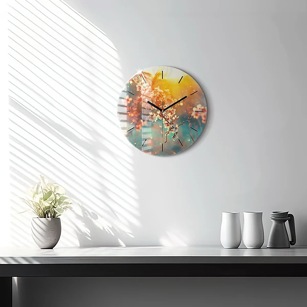 Pendule murale ronde Fleurs de printemps
