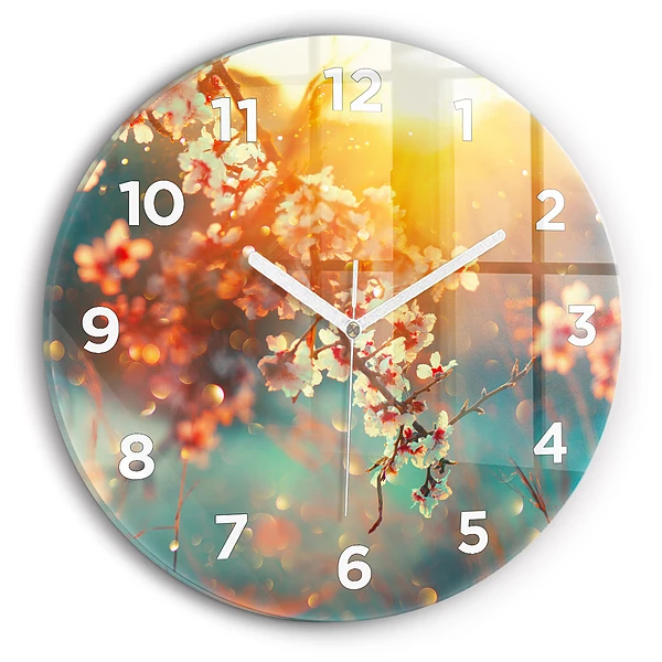 Pendule murale ronde Fleurs de printemps