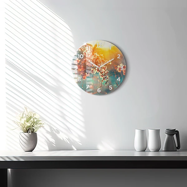 Pendule murale ronde Fleurs de printemps