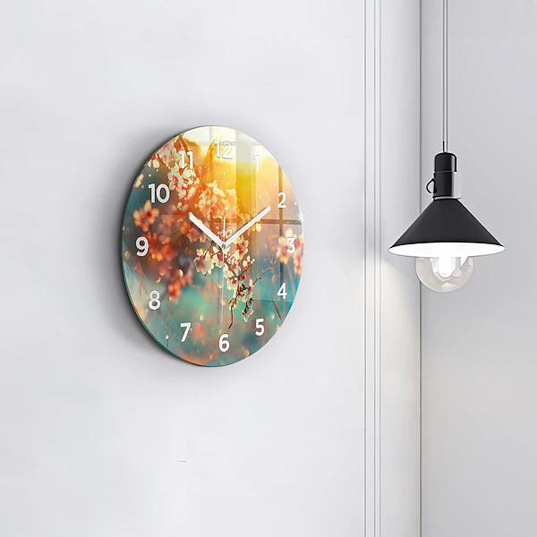 Pendule murale ronde Fleurs de printemps
