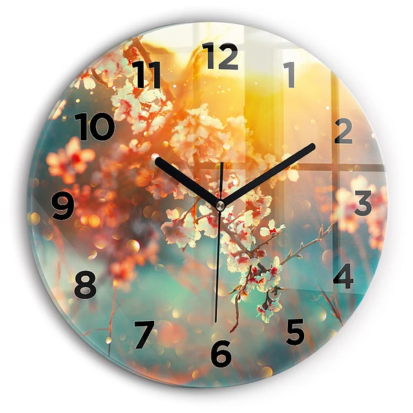 Pendule murale ronde Fleurs de printemps