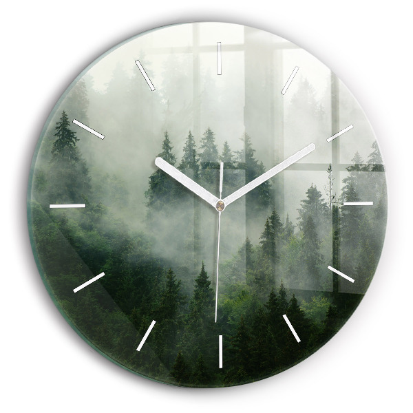 Horloge ronde Forêt brumeuse