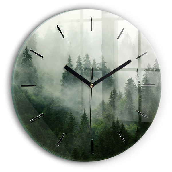 Horloge ronde Forêt brumeuse