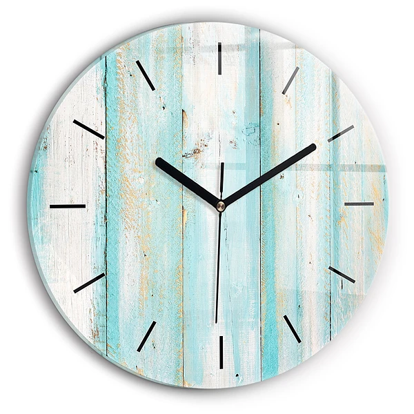 Horloge ronde Tableaux bleus