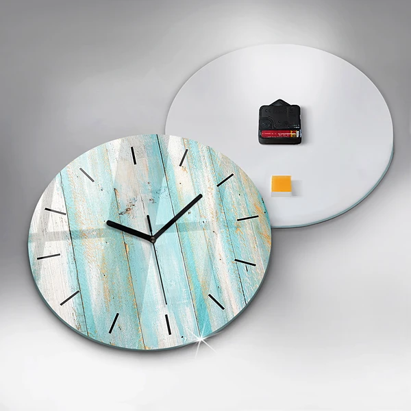 Horloge ronde Tableaux bleus